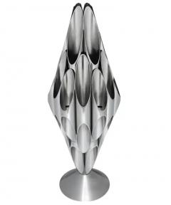  Design Line Mid Century Modern Tubular Table Sculpture Lamp in Solid Chrome After Rougier - 3208631
