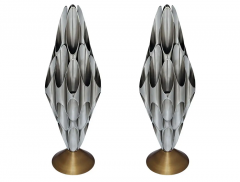  Design Line Pair of Hollywood Regency Glam Table Sculpture Accent Lamps in Gold Silver - 3114203