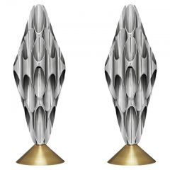  Design Line Pair of Hollywood Regency Glam Table Sculpture Accent Lamps in Gold Silver - 3114224