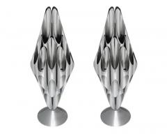  Design Line Pair of Hollywood Regency Space Age Accent Table Sculpture Lamps in Chrome - 3136565
