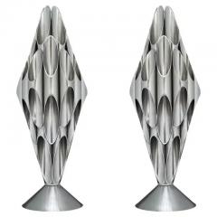  Design Line Pair of Hollywood Regency Space Age Accent Table Sculpture Lamps in Chrome - 3136568