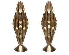  Design Line Pair of Hollywood Regency Space Age Accent Table Sculpture Lamps in Chrome - 3136570