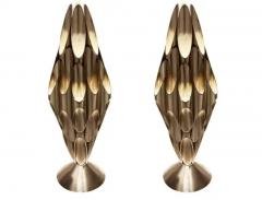  Design Line Pair of Hollywood Regency Space Age Accent Table Sculpture Lamps in Chrome - 3136607