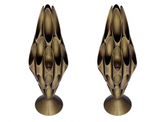  Design Line Pair of Hollywood Regency Table Accent Lamps Patinated Brass after Mastercraft - 3114238