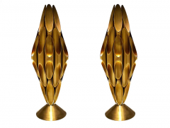  Design Line Pair of Hollywood Regency Table Accent Lamps Patinated Brass after Mastercraft - 3114295