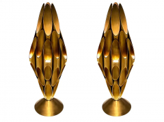  Design Line Pair of Hollywood Regency Table Accent Lamps Patinated Brass after Mastercraft - 3114303