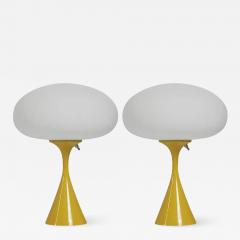  Design Line Pair of Mid Century Modern Table Lamps by Design Line in Yellow White Glass - 2596495