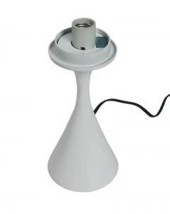  Design Line Pair of Mid Century Modern Table Lamps by Designline in White on White Glass - 3235107