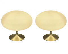  Design Line Pair of Mid Century Tulip Stemlite Lamps by Design Line in Nickel White Glass - 2591996