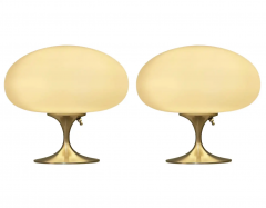  Design Line Pair of Mid Century Tulip Stemlite Lamps by Design Line in Nickel White Glass - 2591998