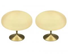  Design Line Pair of Mid Century Tulip Stemlite Lamps by Designline in Nickel White Glass - 3396670