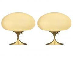  Design Line Pair of Mid Century Tulip Stemlite Lamps by Designline in Nickel White Glass - 3396671