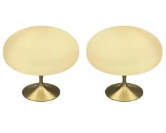  Design Line Pair of Mid Century Tulip Stemlite Lamps by Designline in Nickel White Glass - 3627816