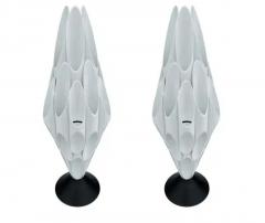  Design Line Pair of Space Age Post Modern Table Lamps in Black White After Rougier - 3146233