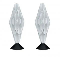  Design Line Pair of Space Age Post Modern Table Lamps in Black White After Rougier - 3146236