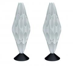  Design Line Pair of Space Age Post Modern Table Lamps in Black White After Rougier - 3146248