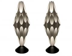  Design Line Pair of Space Age Post Modern Table Lamps in Black White After Rougier - 3146280