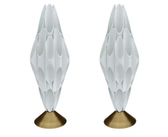  Design Line Pair of Space Age Post Modern Table Lamps in Gold White after Rougier - 3114229