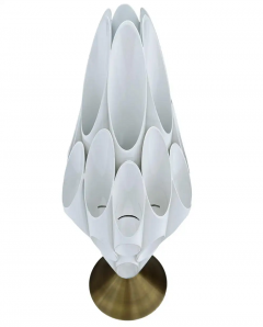  Design Line Pair of Space Age Post Modern Table Lamps in Gold White after Rougier - 3114243