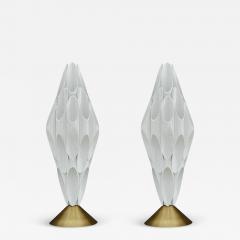  Design Line Pair of Space Age Post Modern Table Lamps in Gold White after Rougier - 3116969