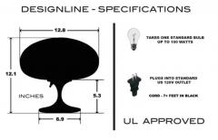  Design Line Short Stemlite Table Lamp by Designline in Green with White Frosted Lamp Shade - 3808266