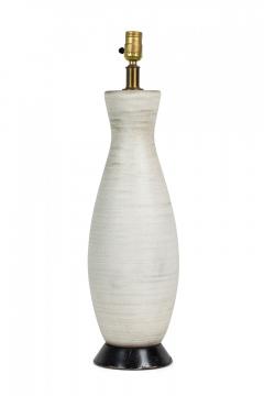  Design Technics Design Technics Mid Century American Ceramic White Chalk Glazed Table Lamp on Wo - 4658716