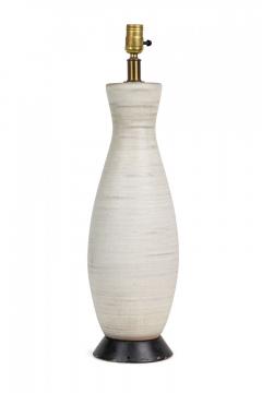  Design Technics Design Technics Mid Century American Ceramic White Chalk Glazed Table Lamp on Wo - 4658717