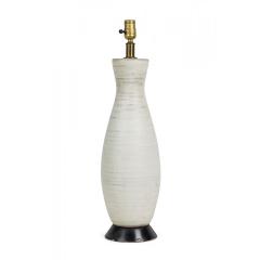  Design Technics Design Technics Mid Century American Ceramic White Chalk Glazed Table Lamp on Wo - 4717676