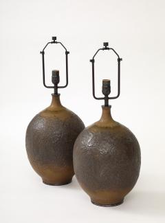  Design Technics Pair of Glazed Ceramic Lamps by Design Technics United States c 1950 - 3519664