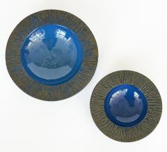  Design Technics Set of 2 Lee Rosen Cerulean Blue Ceramic Low Bowl for Design Technics - 3459364