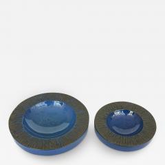  Design Technics Set of 2 Lee Rosen Cerulean Blue Ceramic Low Bowl for Design Technics - 3460789
