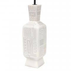  Design Technics Tall Architectural Table Lamp Ceramic Incised Abstract Geometric - 4432818