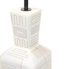  Design Technics Tall Architectural Table Lamp Ceramic Incised Abstract Geometric - 4432836