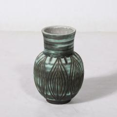  Design Techniques Mid Century Modernist Linear Grooved Teal Smoked Umber Vase by Design Techniques - 3523657