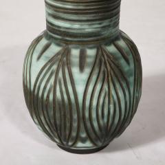  Design Techniques Mid Century Modernist Linear Grooved Teal Smoked Umber Vase by Design Techniques - 3523980