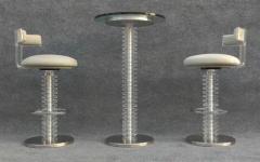  Designs for Leisure Ltd Design for Leisure Gray Ultrasuede Lucite Aluminum Glass Postmodern Bar Suite - 3253778