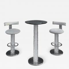  Designs for Leisure Ltd Design for Leisure Gray Ultrasuede Lucite Aluminum Glass Postmodern Bar Suite - 3254792