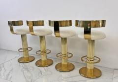  Designs for Leisure Ltd Designs For Leisure set of 4 Brass Barstools Ivory Boucle Signed 1987 - 4278204