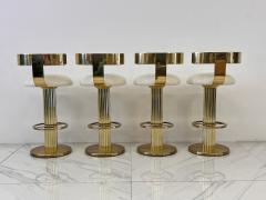  Designs for Leisure Ltd Designs For Leisure set of 4 Brass Barstools Ivory Boucle Signed 1987 - 4278206
