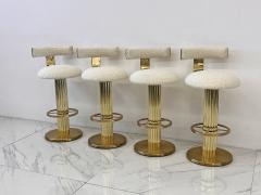  Designs for Leisure Ltd Designs For Leisure set of 4 Brass Barstools Ivory Boucle Signed 1987 - 4278207