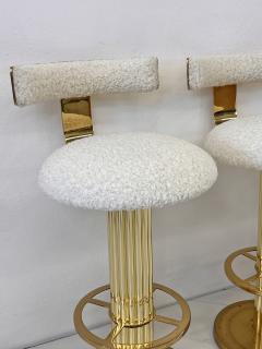  Designs for Leisure Ltd Designs For Leisure set of 4 Brass Barstools Ivory Boucle Signed 1987 - 4278208