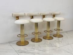  Designs for Leisure Ltd Designs For Leisure set of 4 Brass Barstools Ivory Boucle Signed 1987 - 4278210