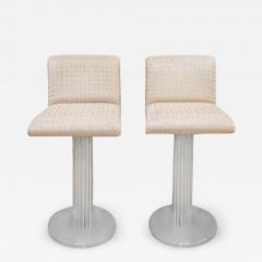  Designs for Leisure Ltd Designs for Leisure Chic Pair of Bar Stools with Upholstered Seats 1970s - 2927865