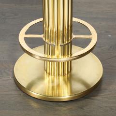  Designs for Leisure Ltd Mid Century Designed for Leisure Fluted Cream Upholstered Brass Counter Stool - 4827087