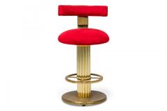  Designs for Leisure Ltd Pair of Designs for Leisure Fluted Column Red Upholstered Swivel Bar Stools - 4274857