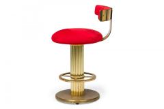  Designs for Leisure Ltd Pair of Designs for Leisure Fluted Column Red Upholstered Swivel Bar Stools - 4274859