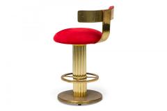  Designs for Leisure Ltd Pair of Designs for Leisure Fluted Column Red Upholstered Swivel Bar Stools - 4274860