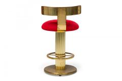  Designs for Leisure Ltd Pair of Designs for Leisure Fluted Column Red Upholstered Swivel Bar Stools - 4274861