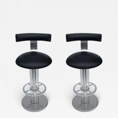  Designs for Leisure Ltd Pair of Mid Century Modern Bar Stools in Chrome Black by Design for Leisure - 3082764