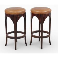  Dessin Fournir Companies Pair of Dessin Fournir Macassar Ebony Leather Jansen Bar Counter Stools - 4512792
